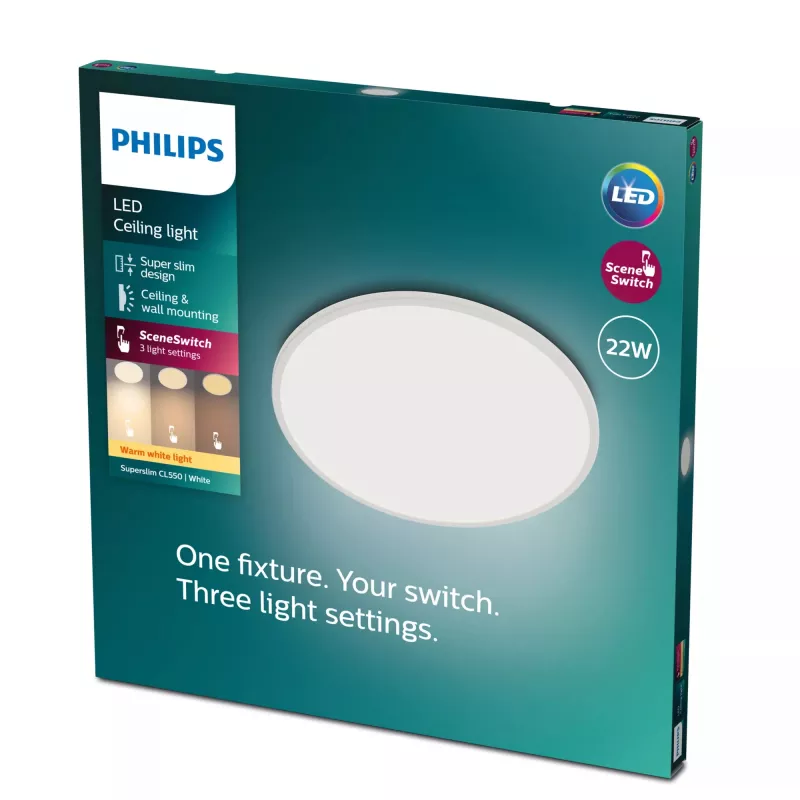 Stropné svietidlo Philips Functional Super tenké 22 W biele okrúhle LED