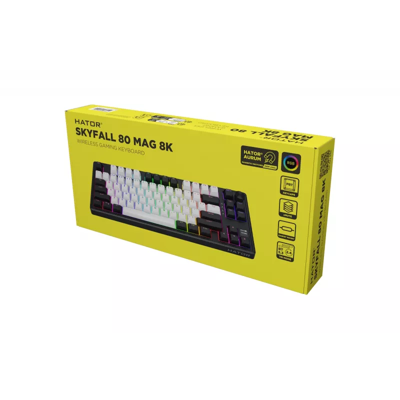 HATOR Skyfall 80 MAG ULTIMA 8K bezdrôtová klávesnica Gaming USB + RF Wireless + Bluetooth QWERTY US English čierna, biela