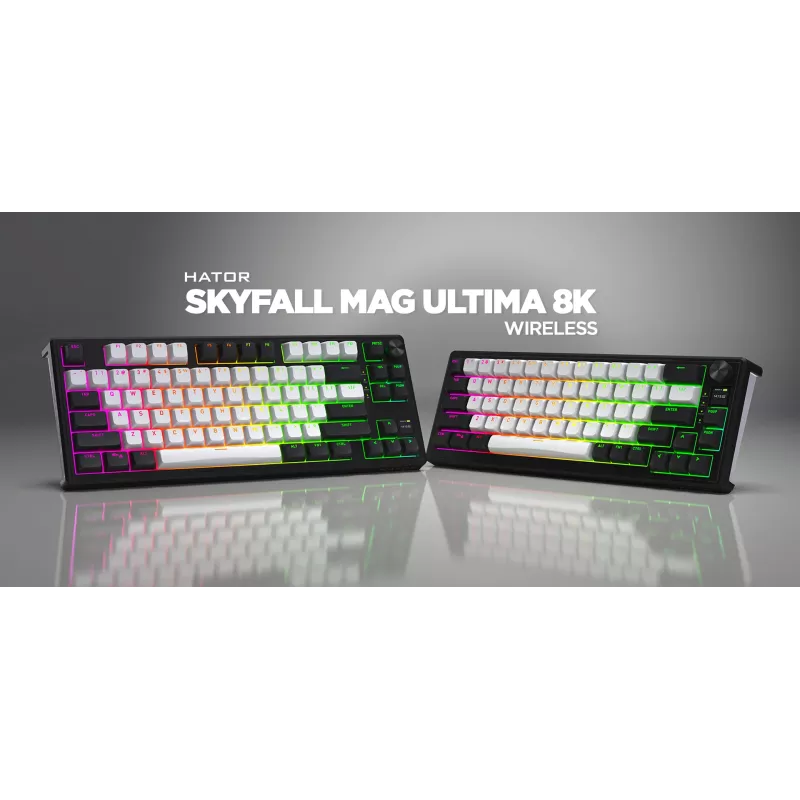 HATOR Skyfall 80 MAG ULTIMA 8K bezdrôtová klávesnica Gaming USB + RF Wireless + Bluetooth QWERTY US English čierna, biela