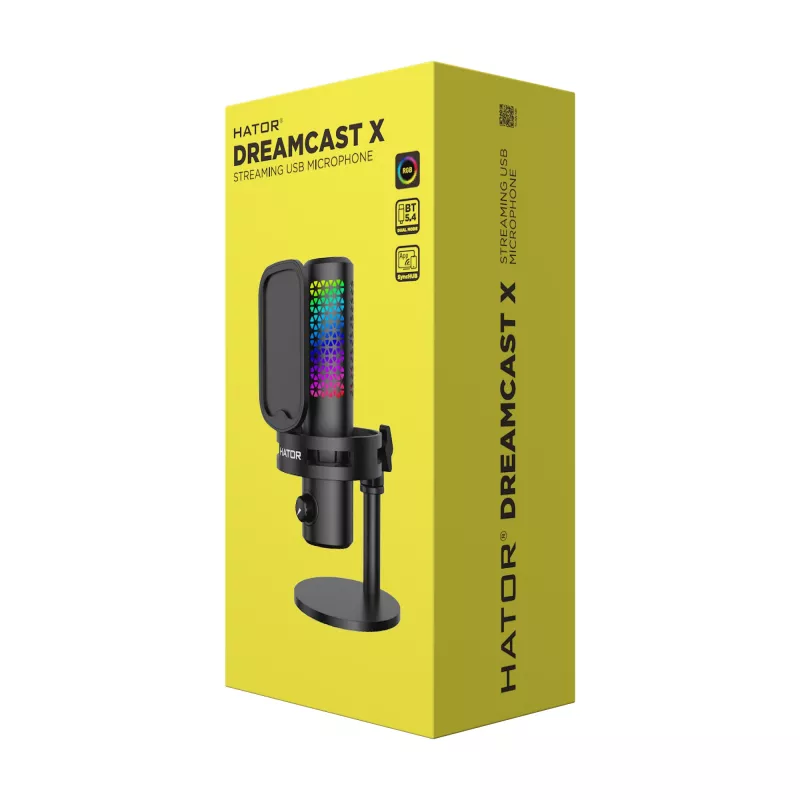 HATOR Dreamcast X, čierny, podcastový mikrofón, -32 dB, 20 - 16000 Hz, 16 bit, 96 kHz, 70 dB