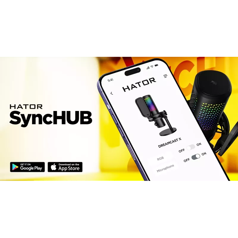 HATOR Dreamcast X, čierny, podcastový mikrofón, -32 dB, 20 - 16000 Hz, 16 bit, 96 kHz, 70 dB