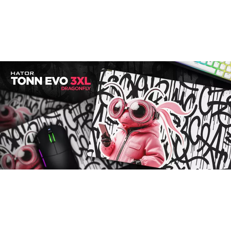 HATOR Tonn EVO 3XL Dragonfly podložka pod myš Gaming, guma, viacfarebná
