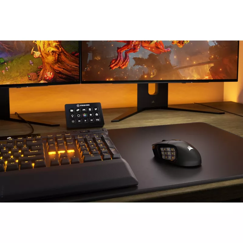 Corsair SCIMITAR ELITE WIRELESS myš herná pravácka RF Wireless + Bluetooth + USB Type-C optická 26000 DPI