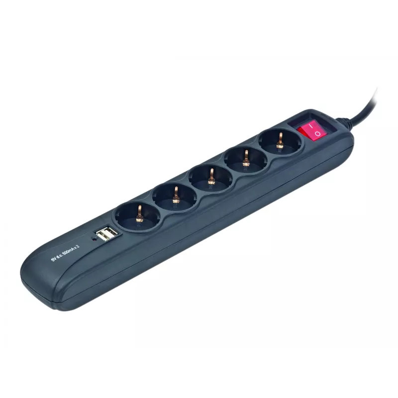 Káblová predlžovačka 1,5m/5 výstupov +2USB SPG5-U2-5 Gembird