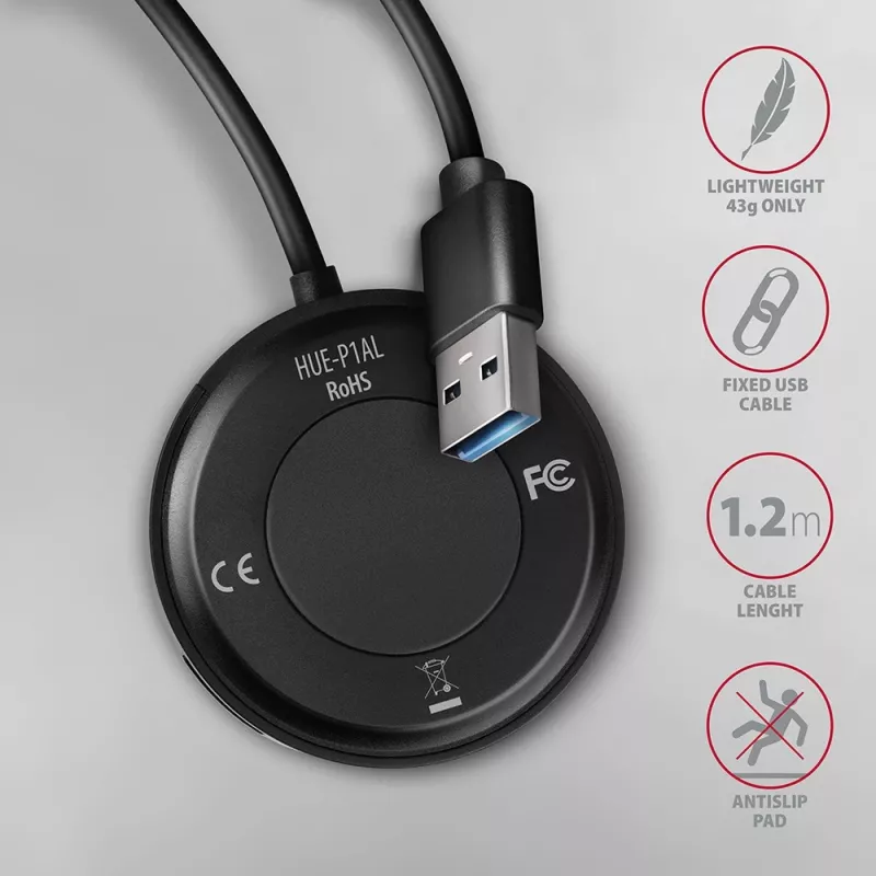 AXAGON HUE-P1AL Hub 4-portový USB 3.2 Gen 1 RUND