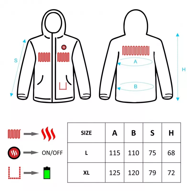 Vyhrievaná pánska bunda, veľkosť: L, XL