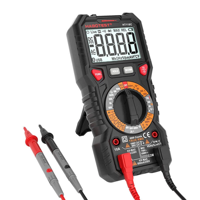 Digitálny multimeter s baterkou Habotest HT118C, True RMS, NCV, test batérie