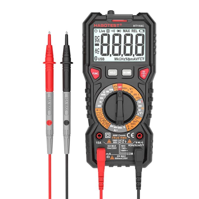 Digitálny multimeter s baterkou Habotest HT118C, True RMS, NCV, test batérie