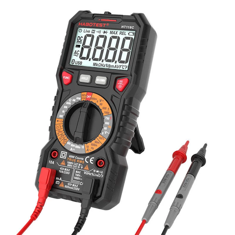 Digitálny multimeter s baterkou Habotest HT118C, True RMS, NCV, test batérie