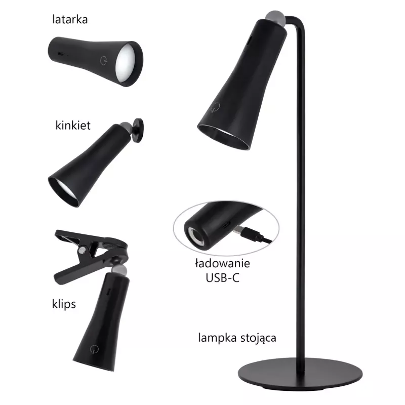 Activejet AJE-IDA 4IN1 multifunkčná lampa, čierna