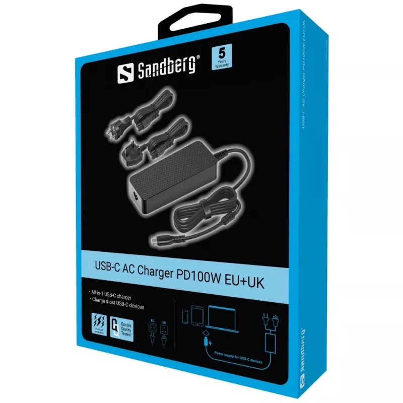 Sandberg 135-82 USB-C AC nabíjačka PD100W EU+UK