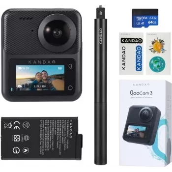 Akčná kamera KanDao QooCam 3 Travel Combo – 360° záznam, 4K video, 3D podpora