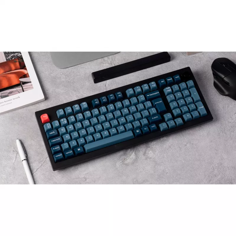 V5 Max, herná klávesnica čierna/modro-sivá, DE-layout, Gateron Jupiter Banana, Hot-Swap, RGB