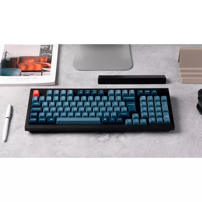 V5 Max, herná klávesnica čierna/modro-sivá, DE-layout, Gateron Jupiter Banana, Hot-Swap, RGB