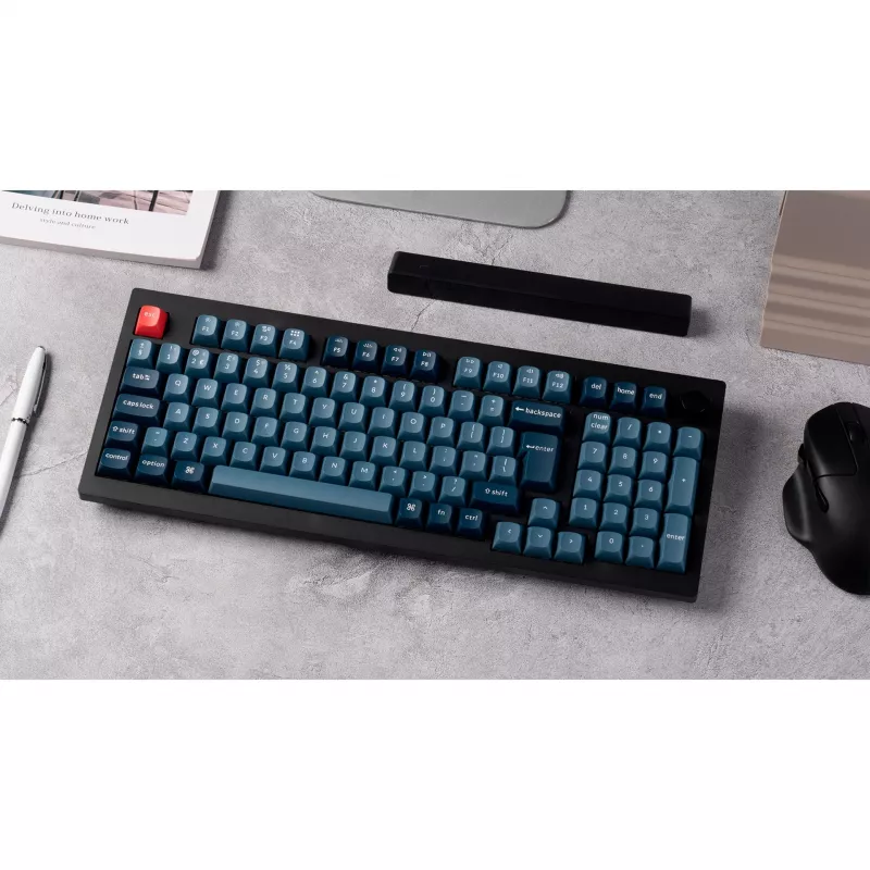 V5 Max, herná klávesnica čierna/modro-sivá, DE-layout, Gateron Jupiter Banana, Hot-Swap, RGB