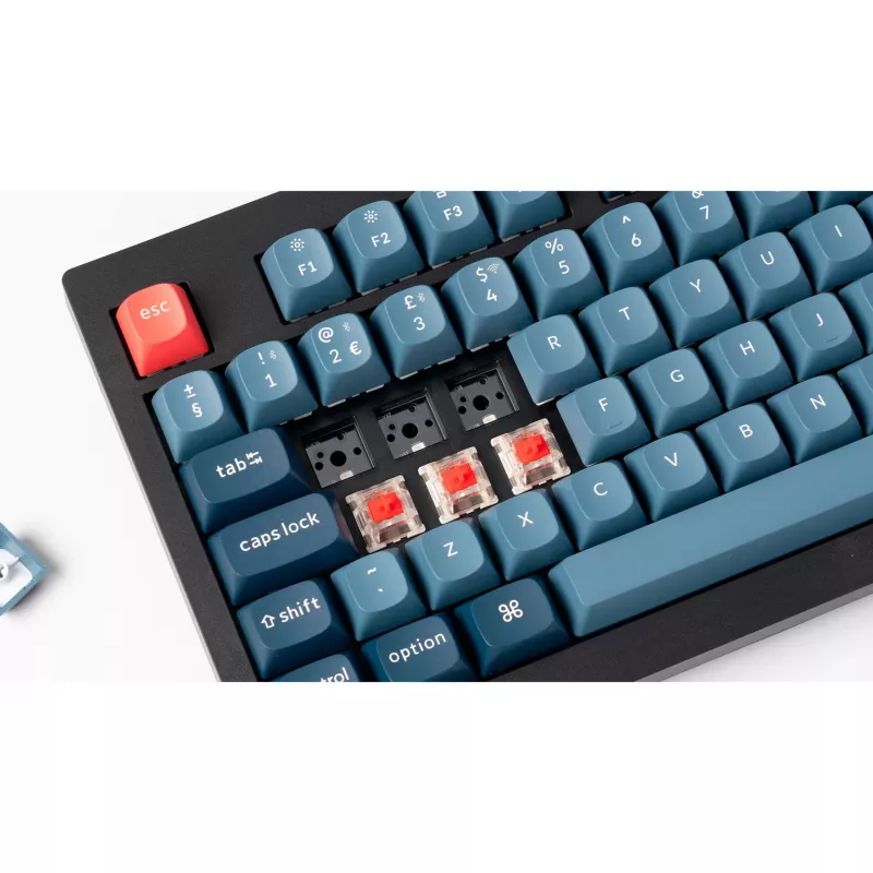 V5 Max, herná klávesnica čierna/modro-sivá, DE-layout, Gateron Jupiter Banana, Hot-Swap, RGB