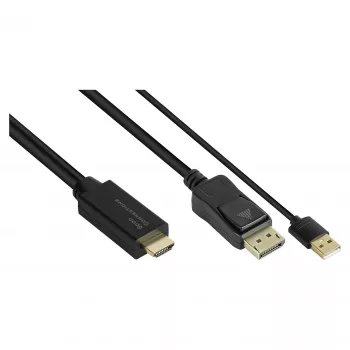 Alcasa HDMI-DP020 video kábel adaptér 2 m HDMI Type-A DisplayPort čierny