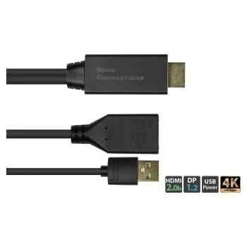 Alcasa HDMI-AD22 video kábel adaptér 0,3 m HDMI Type-A DisplayPort čierny