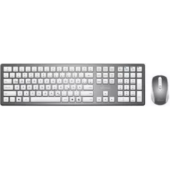 Bezdrôtová klávesnica a optická myš set MediaRange MROS135 QWERTZ strieborná — bezdrôtová combo, QWERTZ-layout, strieborná