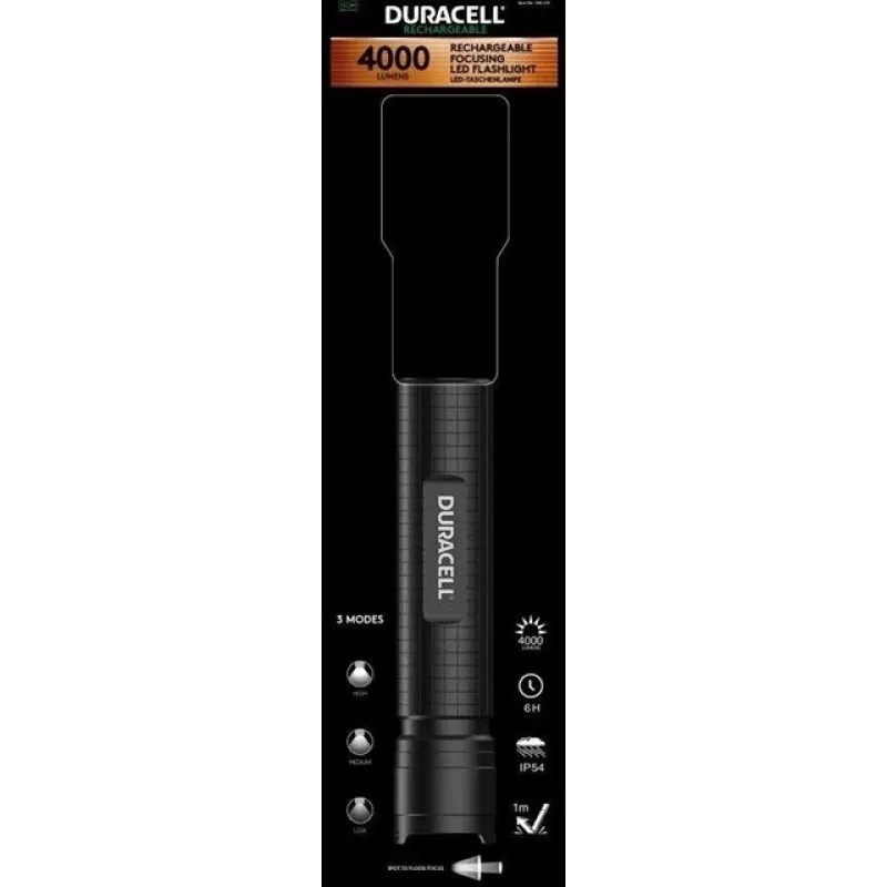 Baterka Duracell DF4000R čierna – nabíjateľná ručná lampa, kompaktný dizajn