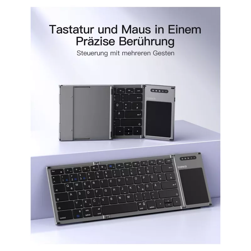 Inateck KB06101_STEEL GRAY klávesnica Home RF Wireless + Bluetooth QWERTZ English čierna