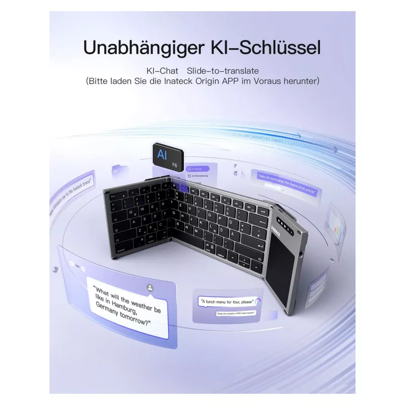 Inateck KB06101_STEEL GRAY klávesnica Home RF Wireless + Bluetooth QWERTZ English čierna