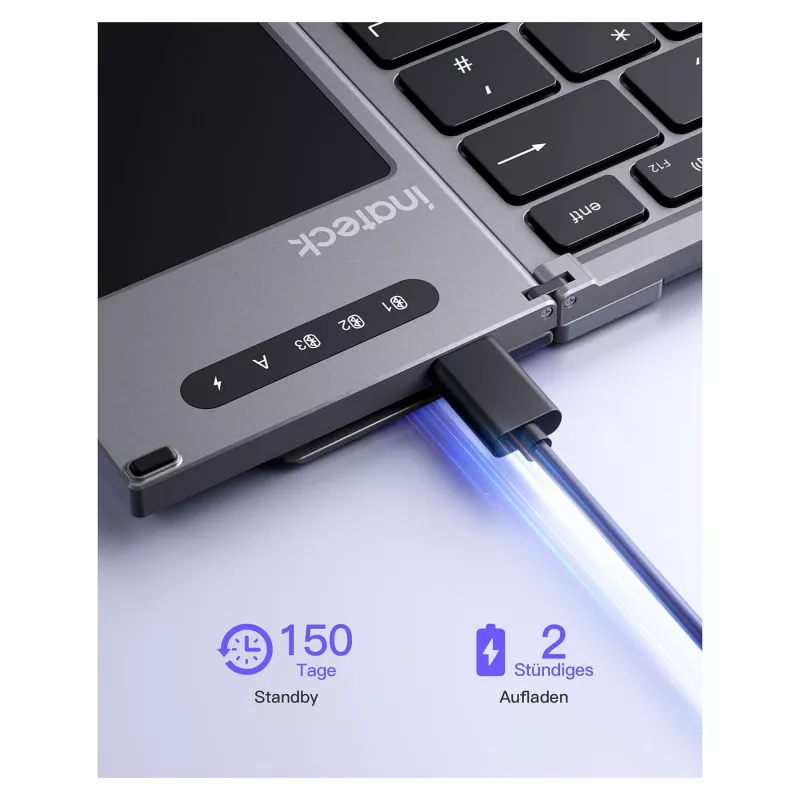 Inateck KB06101_STEEL GRAY klávesnica Home RF Wireless + Bluetooth QWERTZ English čierna