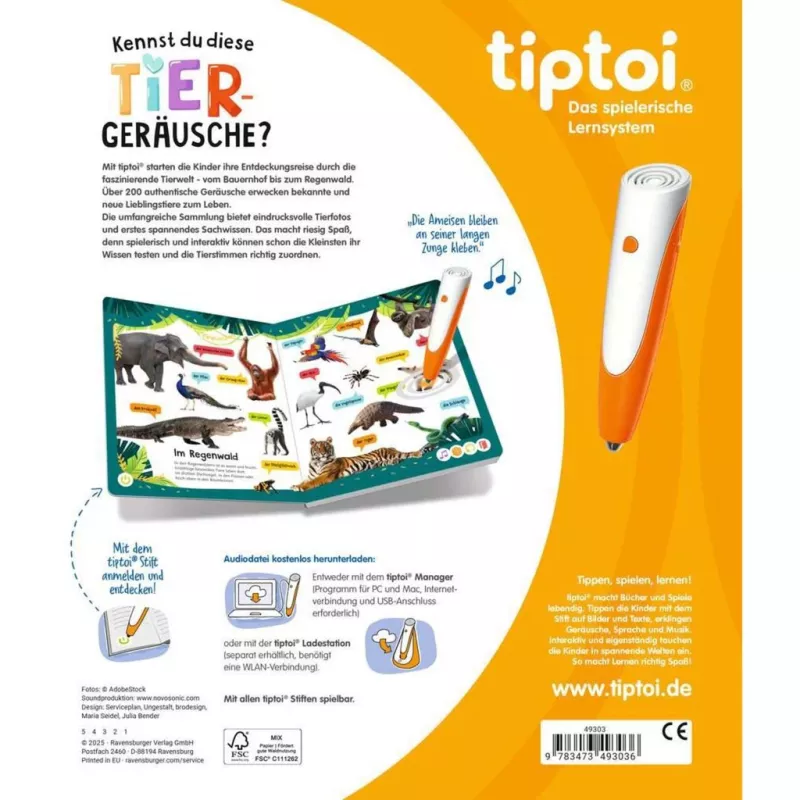tiptoi Kennst du diese Tiergeräusche?, učebnica