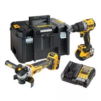 DeWalt DCK2026P2T-QW kombi sada DCD805 + DCG405, 18 V XR 2×5,0 Ah čierna, žltá