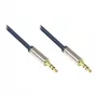 Audio prepojovací kábel High-Quality 3,5 mm, 2x jack konektor samec, celokovové puzdro, tmavomodrá, 3 m, Good Connections (GC-M0042)