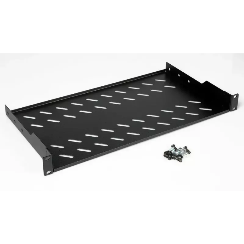 Pevná polica do racku EQUIP 19 inch, 1HE, hĺbka 400 mm, čierna, šírka 485 mm