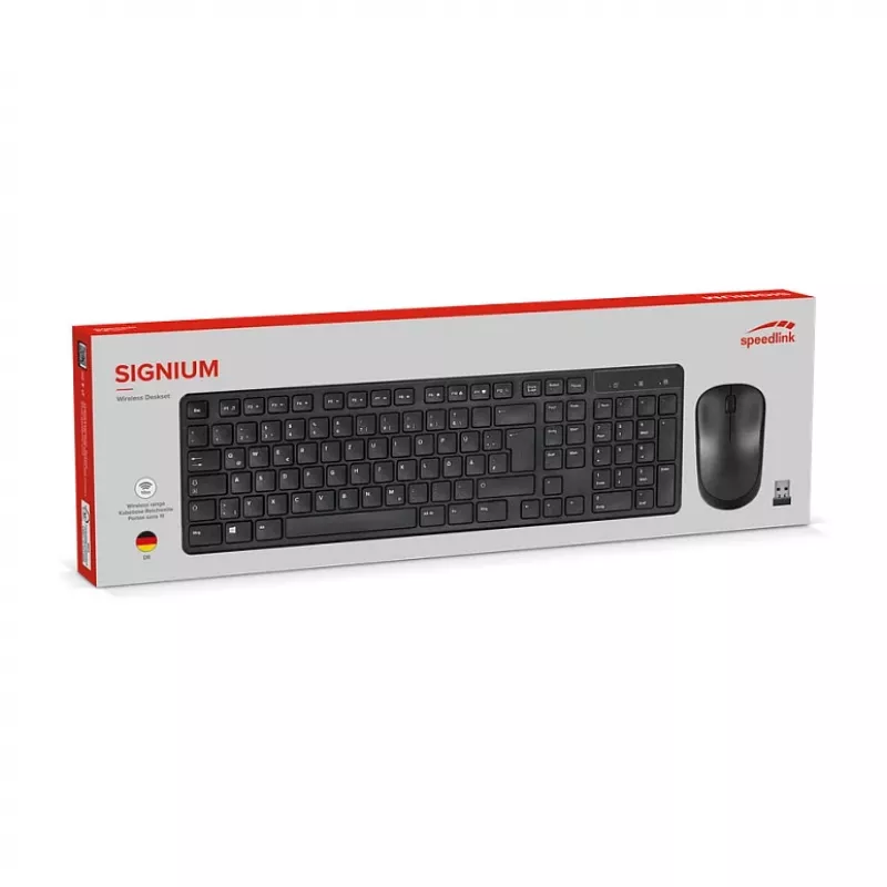 Bezdrôtová súprava Speedlink SIGNIUM SL-640303-BK čierna — DE rozloženie, bezdrôtová klávesnica a myš
