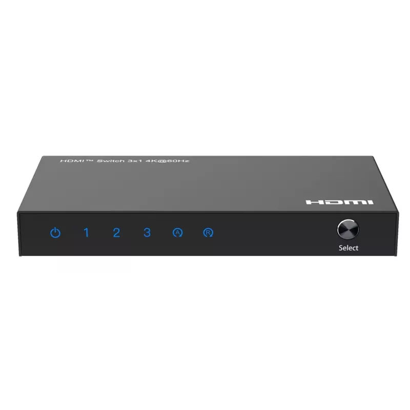 Video prepínač MicroConnect MC-HDMISWITCH0301-4K 4K 60Hz kov čierny
