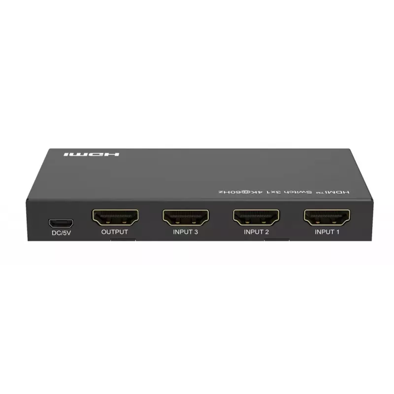 Video prepínač MicroConnect MC-HDMISWITCH0301-4K 4K 60Hz kov čierny