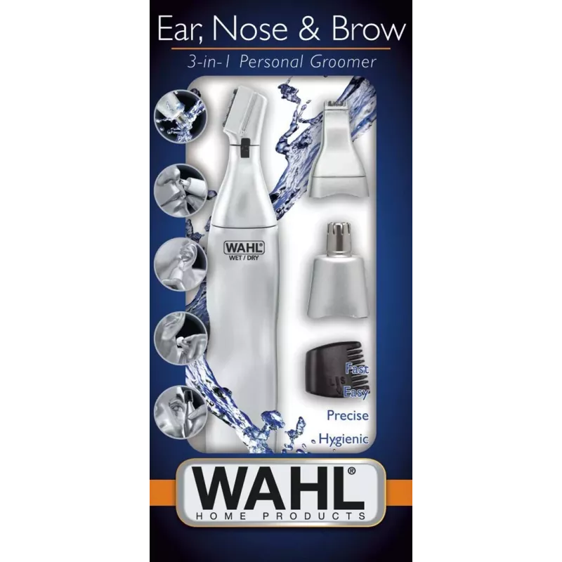 Wahl 3-in-1 precízny zastrihávač na uši, nos a obočie, strieborná