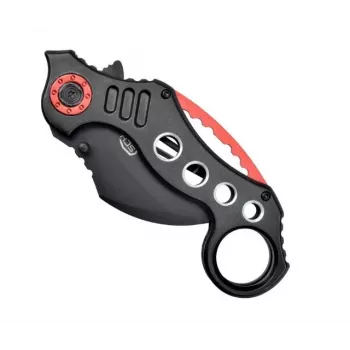 Vreckový karambit nôž SCK K29 – pevná čepeľ, čierno-červená rukoväť