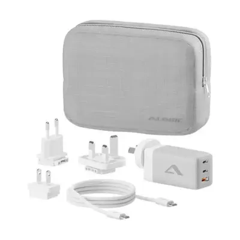 ALOGIC WCM3X67G interiérová nabíjačka pre smartfóny a tablety, 110–240 V, 2× USB-C, sivá/biela