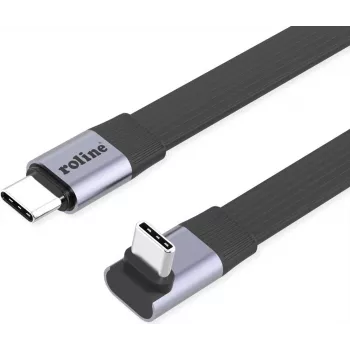 ROLINE USB4-2.0 kábel 80 Gbit/s plochý ST/ST rovný-270° zahnutý - kábel - digitálny/dátový