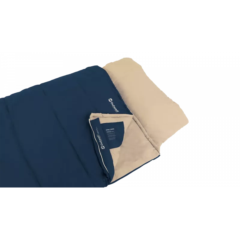 Spací vak Outwell Contour Lux 190 cm, syntetický, zips vľavo, tmavomodrý