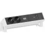 Zásuvkový blok Bachmann DESK2 s 2x CEE 7/3 zásuvkami a 1x USB-C PD 100W, kábel 0,2 m, RAL9010