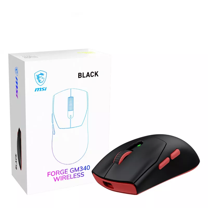 MSI Forge GM340 bezdrôtová herná myš, obojručná, optická, 12000 DPI, čierna