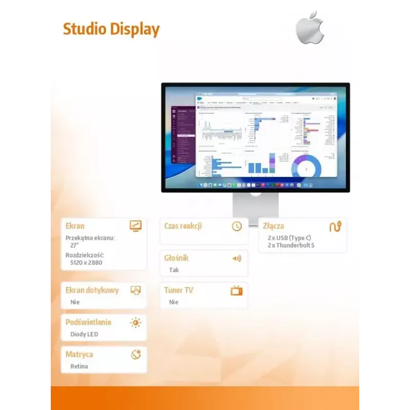 Monitor Apple Studio Display s nano-texture sklom a naklápacím stojanom (MFF14RC/A)