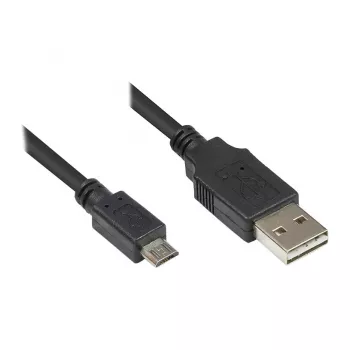 Prepojovací kábel USB 2.0 EASY konektor samec A na konektor samec Micro B, čierny, 0,5 m, Good Connections® (2510-EUM005)