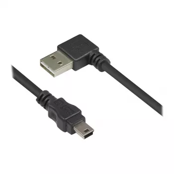 Good Connections prepojovací kábel USB 2.0 EASY konektor samec A na konektor samec Mini-B - zahnutý - čierny - 0,5 m