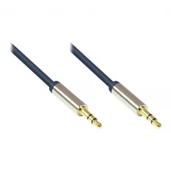 Audio prepojovací kábel High-Quality 3,5mm, 2x konektor jack samec, celokovové puzdro, tmavomodrá, 0,5m, Good Connections (GC-M0038)
