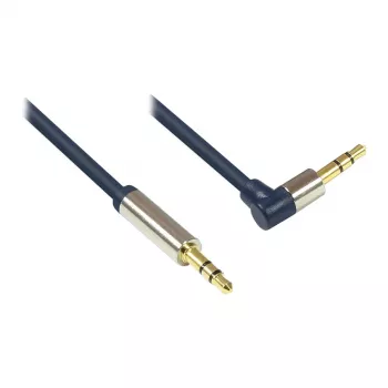 Audio prepojovací kábel High-Quality 3,5mm, konektor jack samec na konektor jack samec zahnutý doprava, celokovové puzdro, tmavomodrá, 1m, Good Connections (GC-
