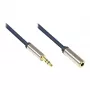 Audio prepojovací kábel High-Quality 3,5mm, konektor jack samec na konektor jack samica celokovové puzdro, tmavomodrá, 0,5m, Good Connections (GC-M0050)
