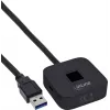 InLine USB čítačka odtlačkov prstov s hubom, kompatibilná s Windows Hello, 1,5 m kábel, čierna