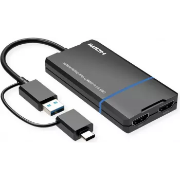 VALUE zobrazovací adaptér USB Type A C – Dual HDMI 4K30+ 1080p ST/BU – adaptér – digitálny/dátový (12.99.3206)