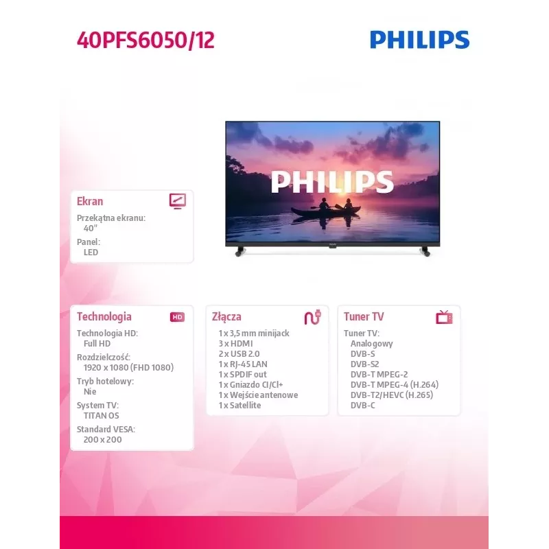 Philips 40PFS6050/12 40-palcový Full-HD LED Smart TV s Titan OS